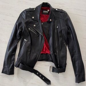 Danier Leather Moto Jacket with Red Lining